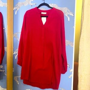 Bright pink linen mix tunic dress. NWT